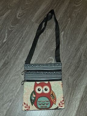 Owl Crossbody Bag With 2 Zippered Closures, Nwots!